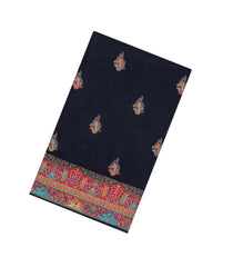 Black Printed Blended Viscose Saree With Position Printed Floral Motifs-BL5985