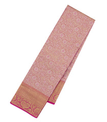 Baby Pink Woven Tissue Silk Saree With Floral Zari Motifs-KA15548