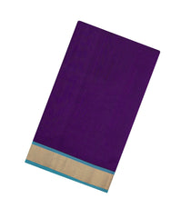 Purple Handloom Silk Cotton Saree With Contrast Border-SC4489