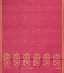 Peach Woven Tussar Silk Saree With Floral Motifs-TU3270