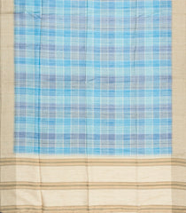 Light Blue Printed Synthetic Dupion Saree With Stripes-BL6063