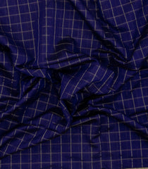 Dark Blue Handloom Maheswari Silk Cotton Saree With Checks-SC4961