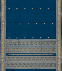 Indigo Handloom Silk Cotton Saree With Horse Buttas-SC4539