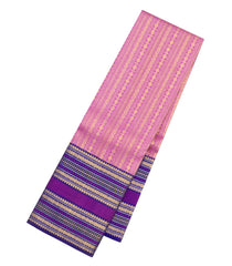 Baby Pink Handloom Korvai Kanchipuram Silk Saree With Contrast Border-KA15819