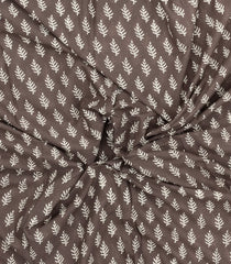 Dark Grey Printed Jaipur Cotton Saree With Printed Floral Motifs-JC1784