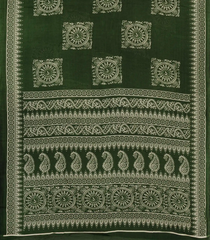 Dark Green Printed Synthetic Makka Silk Saree With Tribal Motifs-BL5322