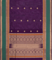 Dark Purple Handloom Silk Cotton Saree With Zari Buttas & Contrast Border-SC4824