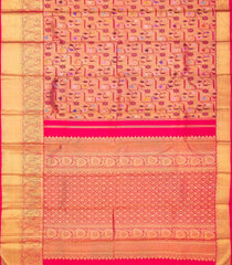 Pink Handloom Kanchipuram Silk Saree With Geometric Floral Motifs