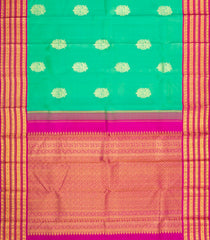 Aquamarine Handloom Korvai Kanchipuram Silk Saree With Zari Buttas-KA15953