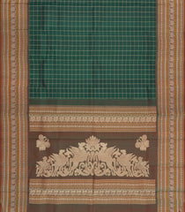 Sea Green Handloom Kanchipuram Silk Saree With Silk Checks-KA15179