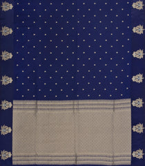 Dark Blue Woven Art Dupion Saree With Floral Zari Buttas-BL5969