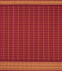 Peach Handloom Gadwal Silk Cotton Saree With Checks & Buttas-GA0393