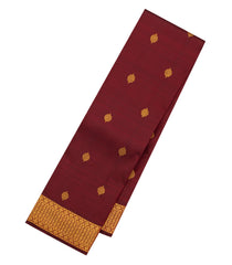 Maroon Handloom Kanchipuram Silk Saree With Floral Buttas-KA14006