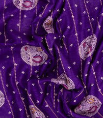 Dark Purple Printed Synthetic Dola Silk Saree With Zari Stripes & Border Motifs-SY0337
