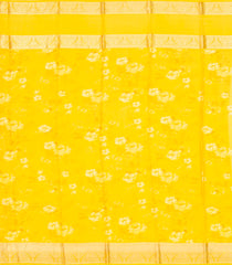 Yellow Handloom Silk Saree With Printed Floral Motifs & Zari Border-PS0545