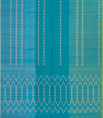 Cyan Handloom Soft Silk Saree With Diamond Stripes-SO4632