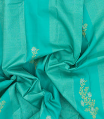 Turquoise Handloom Kanchipuram Silk Saree With Contrast Pallu-KA14134