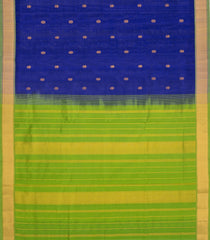 Blue Handloom Silk Cotton Saree With Buttas & Contrast Border-SC4713