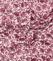 Dusty Pink Printed Chanderi Cotton Saree With Floral Motifs & Zari Border-CC1662