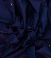 Navy Blue Handloom Silk Cotton Saree With Buttas & Green Border-SC3926