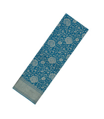 Cyan Woven Mysore Silk Saree With Floral Vine Motifs-MS3302