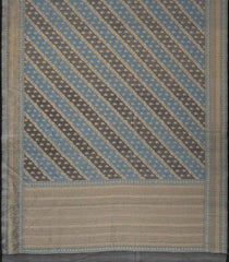 Grey & Black Handloom Organza Soft Silk Saree With Floral Motifs-SO4135