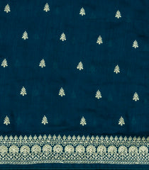 Blue Woven Synthetic Blended Saree With Embroidered Motifs-EN2054