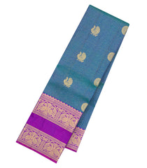 Blue Handloom Kanchipuram Silk Saree With Zari Checks & Buttas-KA16306