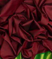 Maroon Handloom Kanchipuram Korvai 9 Yards Silk Saree With Green Border