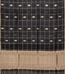 Black Woven Pure Organza Silk Saree With Zari Checks & Buttas-KS1088