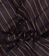 Black Handloom Kanchi Cotton Saree With Veldhari Stripes-KC1852