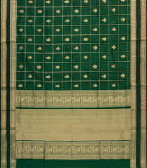 Dark Green Handloom Kanchi Cotton Saree With Silk Border-KC1803
