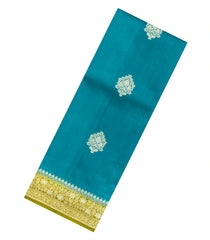 Cyan Woven Banarasi Poona Silk Saree With Zari Buttas & Contrast Border-BP1026