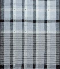 Grey Woven Linen Saree With Checks-LI0717