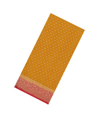 Mustard Handloom Banarasi Khaddi Georgette Silk Saree With Contrast Border-BE1813