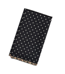 Black Handloom Silk Saree With Printed Pallu & Hand Embroidered Selvage-EN1719