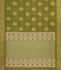 Olive Green Printed Synthetic Dola Silk Saree With Zari Stripes & Border-BL5033