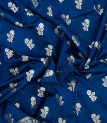 Blue Woven Dupion Silk Saree With Floral Buttas-DS0567
