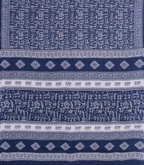 Indigo Printed Jaipur Cotton Saree With Printed Tribal Motifs-JC1772