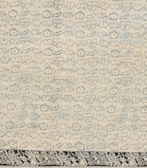 Taupe Printed Kalamkari Cotton Saree-KAL1257