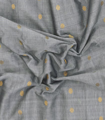 Grey Handloom Gadwal Silk Cotton Saree With Buttas-GA0360