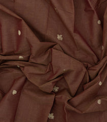 Brown Handloom Kanchi Cotton Saree With Horse Buttas-KC1746