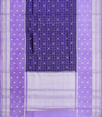 Violet Woven Banarasi Poona Silk Saree With Checks & Buttas-BP1005