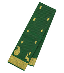 Green Handloom Kanchipuram Silk Saree With Zari Stripes-KA15300