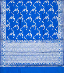 Blue Woven Dupion Silk Saree With Floral Buttas-DS0514
