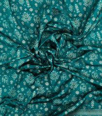 Sea Green Handloom Banarasi Silk Saree With Floral Motifs-BE1836
