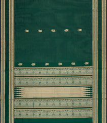 Dark Green Handloom Silk Cotton Saree With Buttas-SC4324