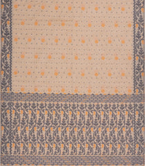 Sandal Handloom Bengal Cotton Saree With Floral motifs-BG1802