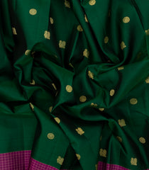 Bottle Green Handloom Kanchipuram Silk Saree With Annam Buttas-KA14452
