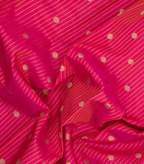 Hot Pink Handloom Kanchipuram Silk Saree With Stripes & Buttas-KA15101